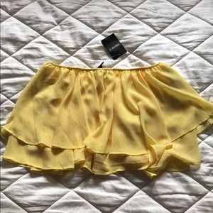yellow off the shoulder crop top